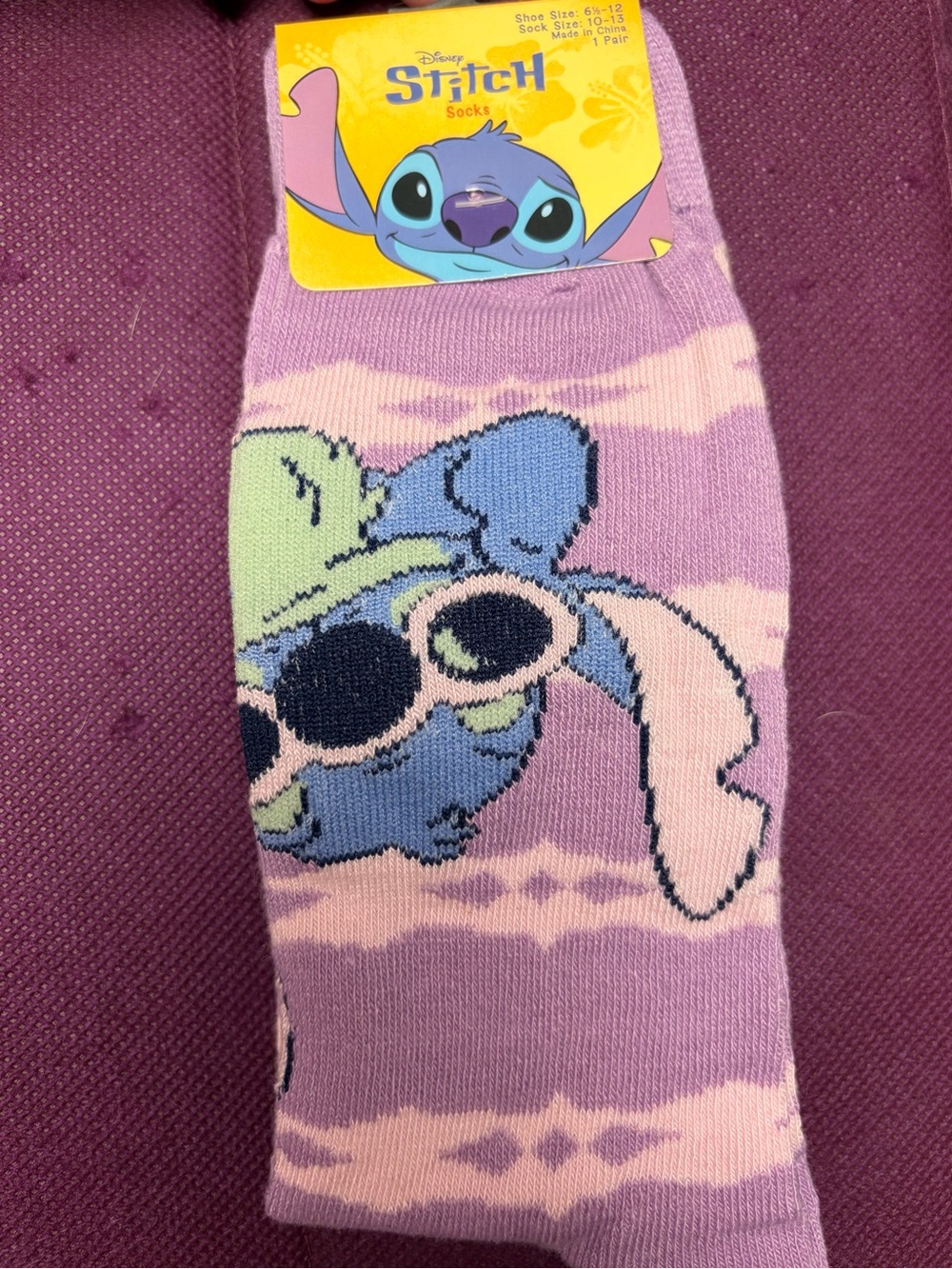 Disney Stitch Lavender & Pastel Graphic Crew Socks